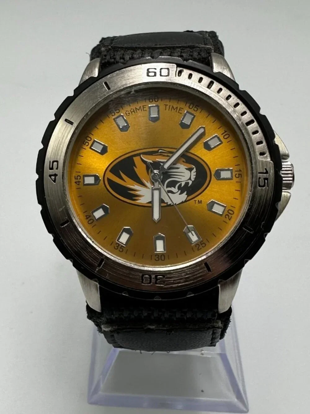 Game Time Missouri Tigers Watch Mens 41mm Case Black  Nylon Band New Battery